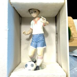 Lladro Porcelain Boy Soccer Figurine